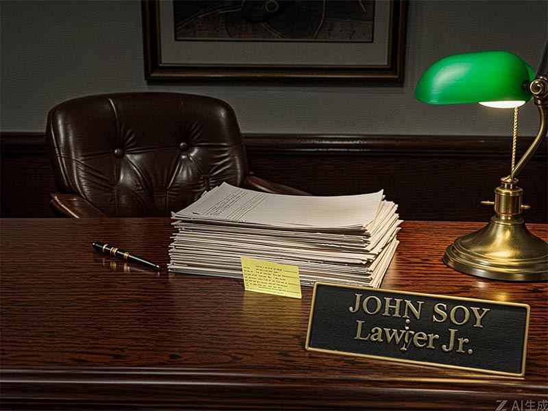 Personal injury lawyer consulting with a client in an office setting